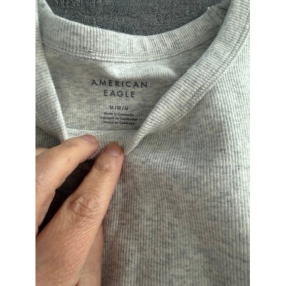 American Eagle Ribbed Racerback Tank Bodysuit Light Gray M New With Tags - Picture 4 of 5